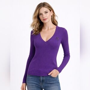 Denny Rose Women's Ribbed V-Neck Sweater Made in Italy Size Small.